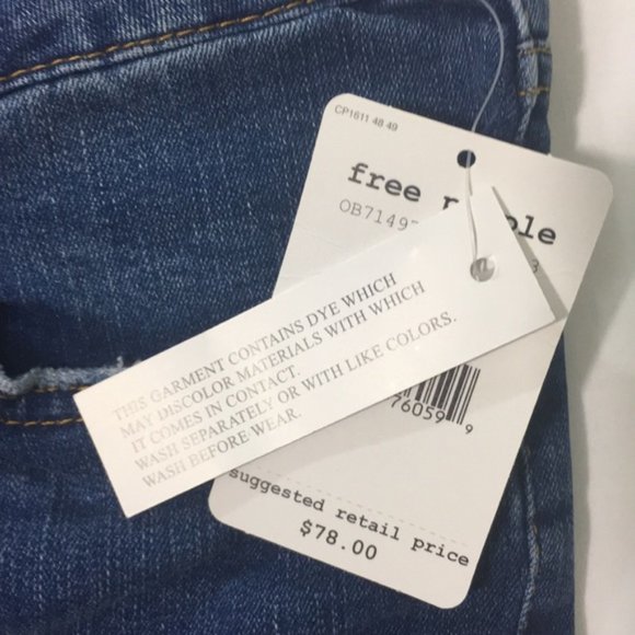 Free People Blue Straight Crop Leg Jeans 31 - Picture 4 of 6